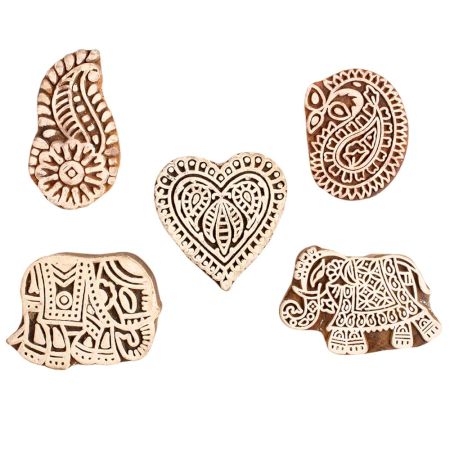 Set of 5 Piece New Mix Wooden Printing Block